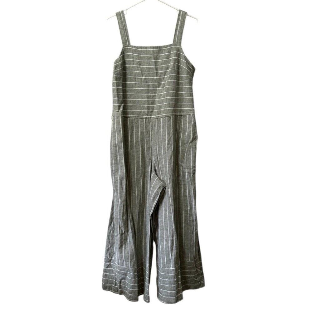 Beach Lunch Lounge Jumper Size Medium Gray & White Striped Linen Blend NWT